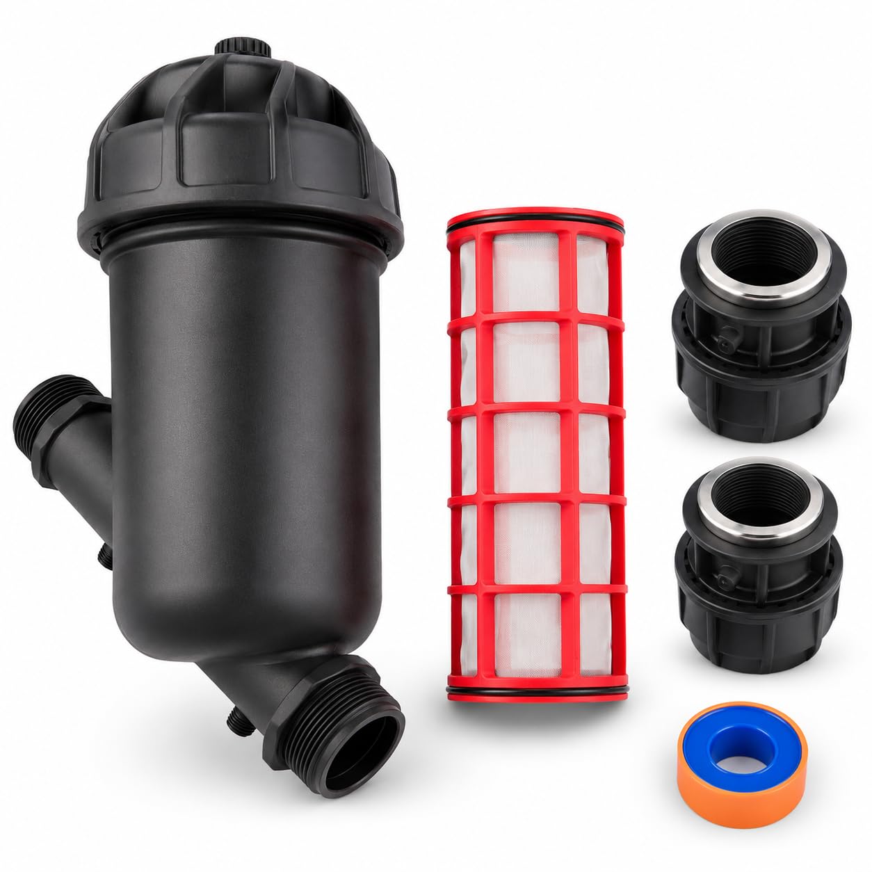 Filtro de Malla 1 1/2" para Riego, Tubería 50 mm, Kit con Enlaces