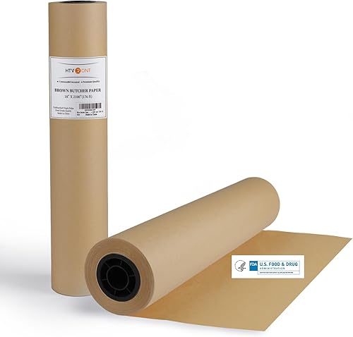 HTVRONT Rollo de papel de carnicero marrón  18 pulgadas x 176 pies (2100 pulgadas), papel de regalo de grado alimenticio para barbacoa y parrilla,