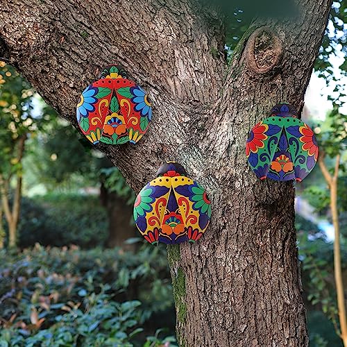 image for Scwhousi Metal Ladybugs Outdoor Wall Decor,Mexican Pottery Outdoor Dec