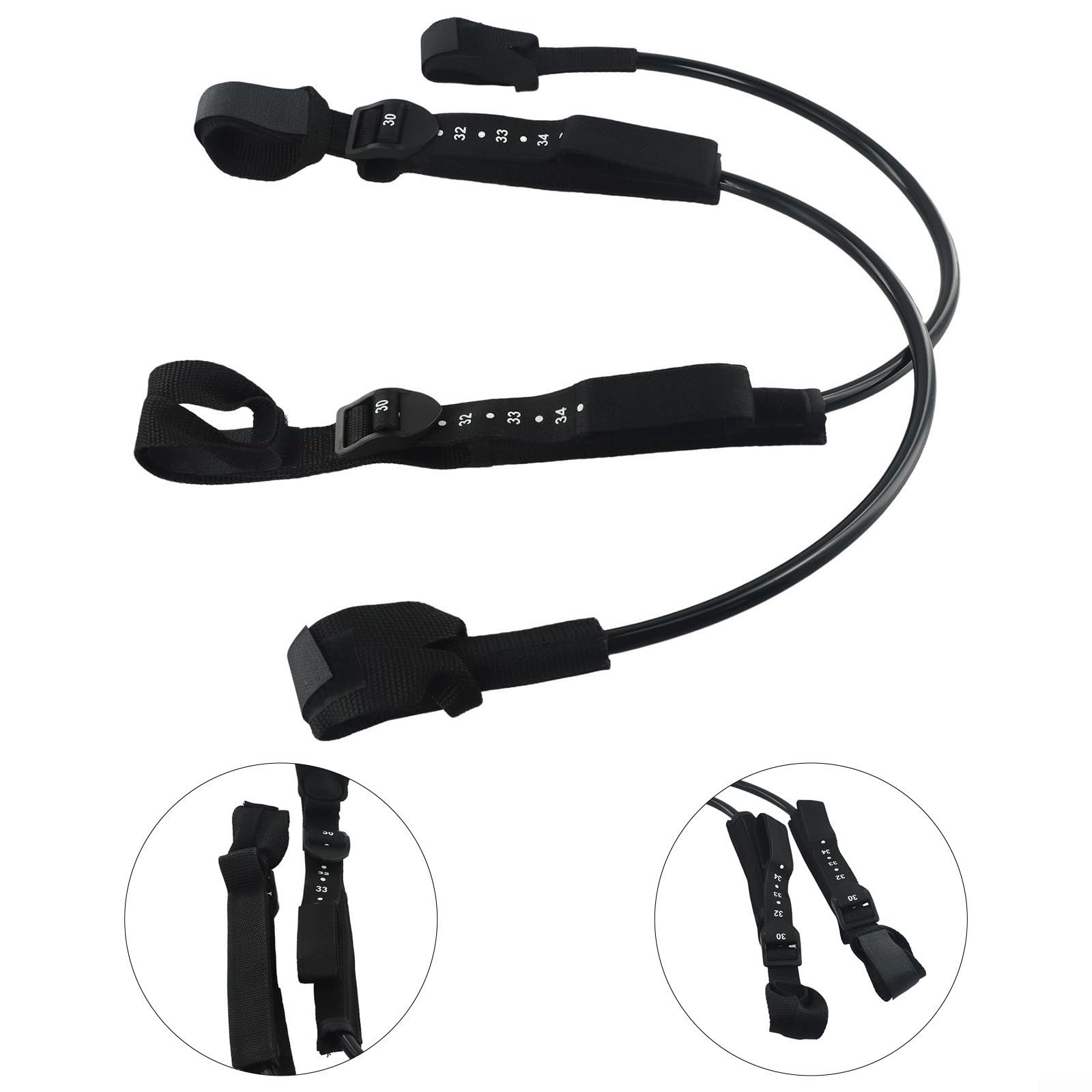 Correa de arnés de windsurf, 2 piezas de 28-34 pulgadas, negro, correa ajustable de seguridad para arnés de windsurf, accesorio de surf para tabla de surf, rango ajustable 22-28 o 28-34 pulgadas