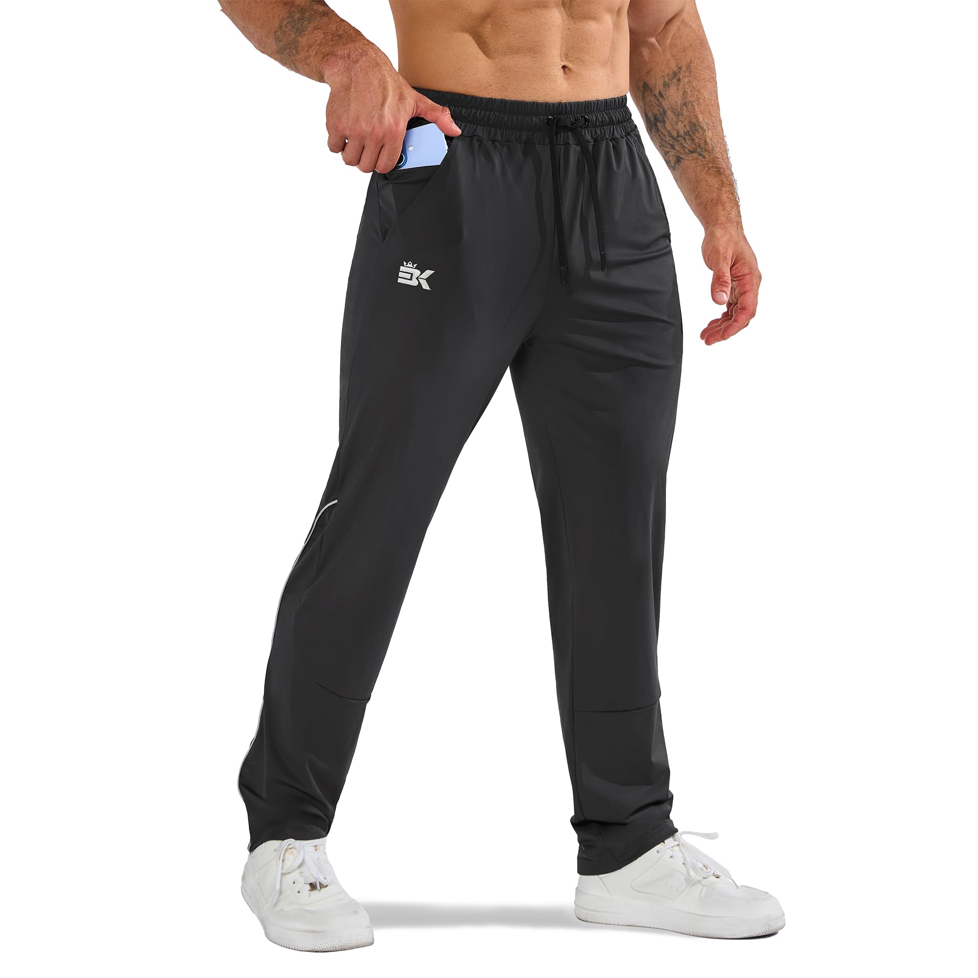 BROKIG Leichte Jogginghose Herren Sport Trainingshose Herren | Schnelltrocknend Fitness Gerade Sporthose Herren Lang Laufhose Herren Lang mit Reißverschlusstaschen Gym Jogger Freizeithose