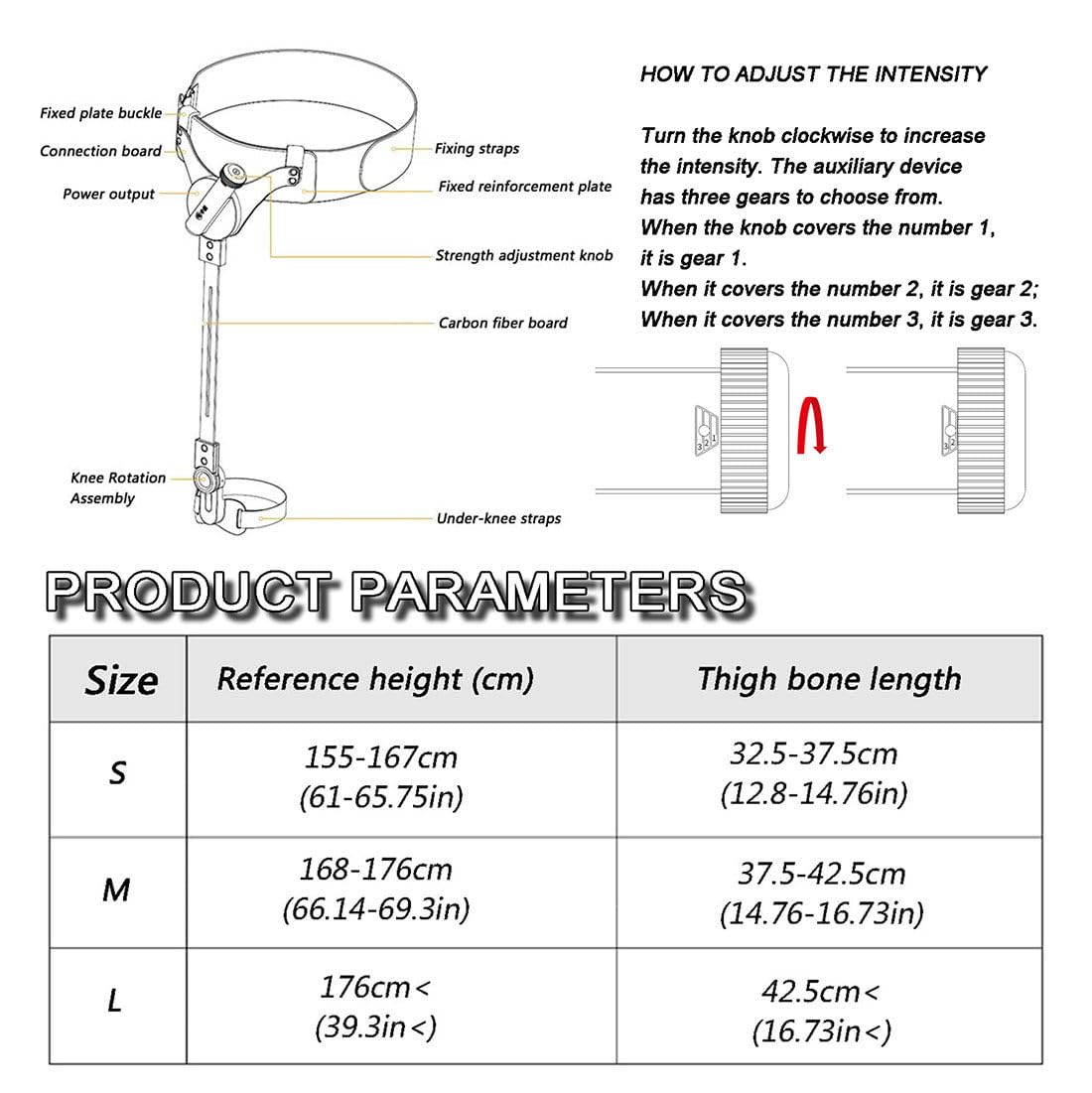 Bionic Body Power Walking Aids,Fácil Ajuste Una Mano,Materiales Ligeros (Fibra Carbono+PA) 1.05kg,3 Niveles Ajustables,Funciona Sin Necesidad de Carga,Exoesqueleto para Caminar,M
