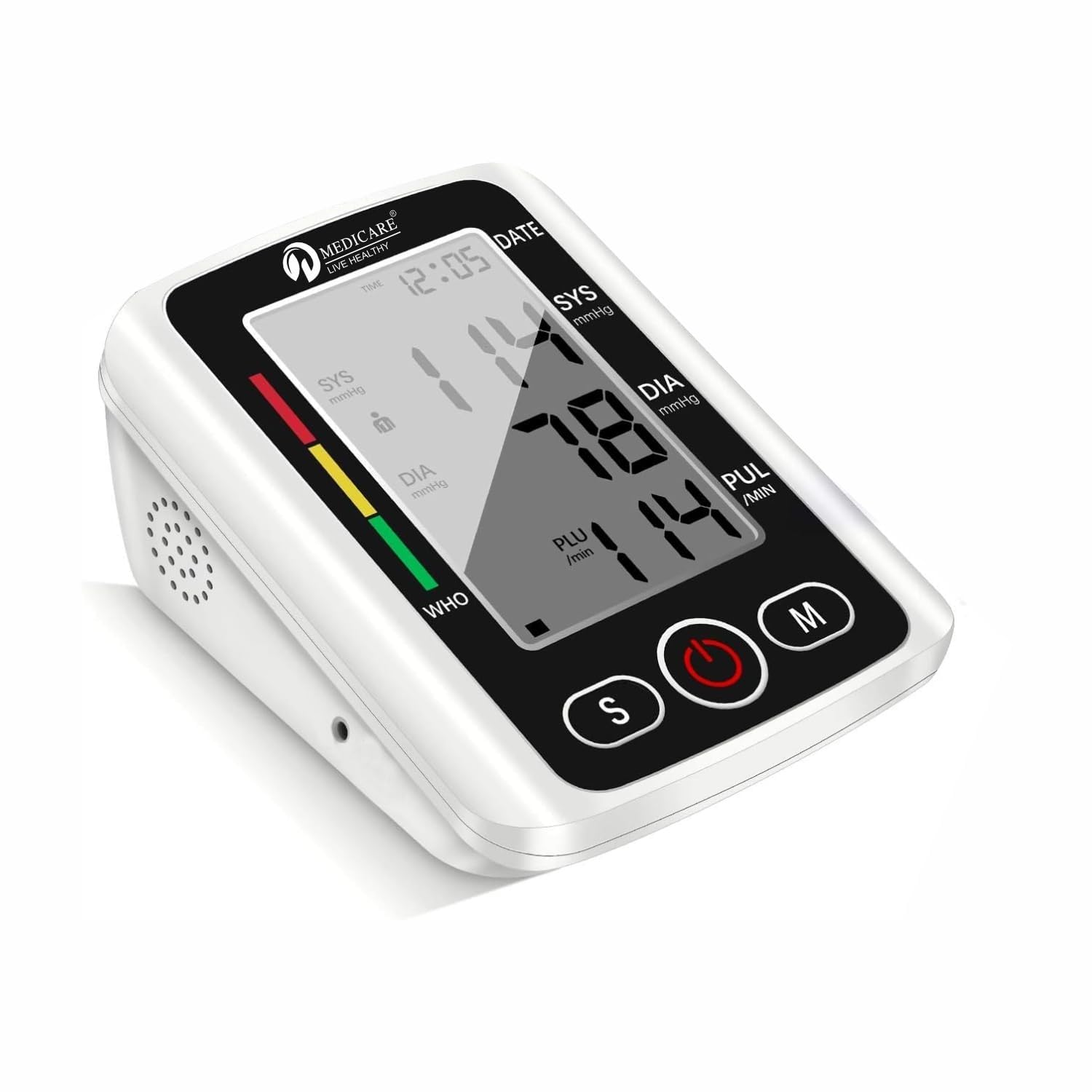 alakajl digital blood pressure monitor with large lcd display, automatic upper arm cuff, who indicator, systolic diastolic pulse reading, battery powered