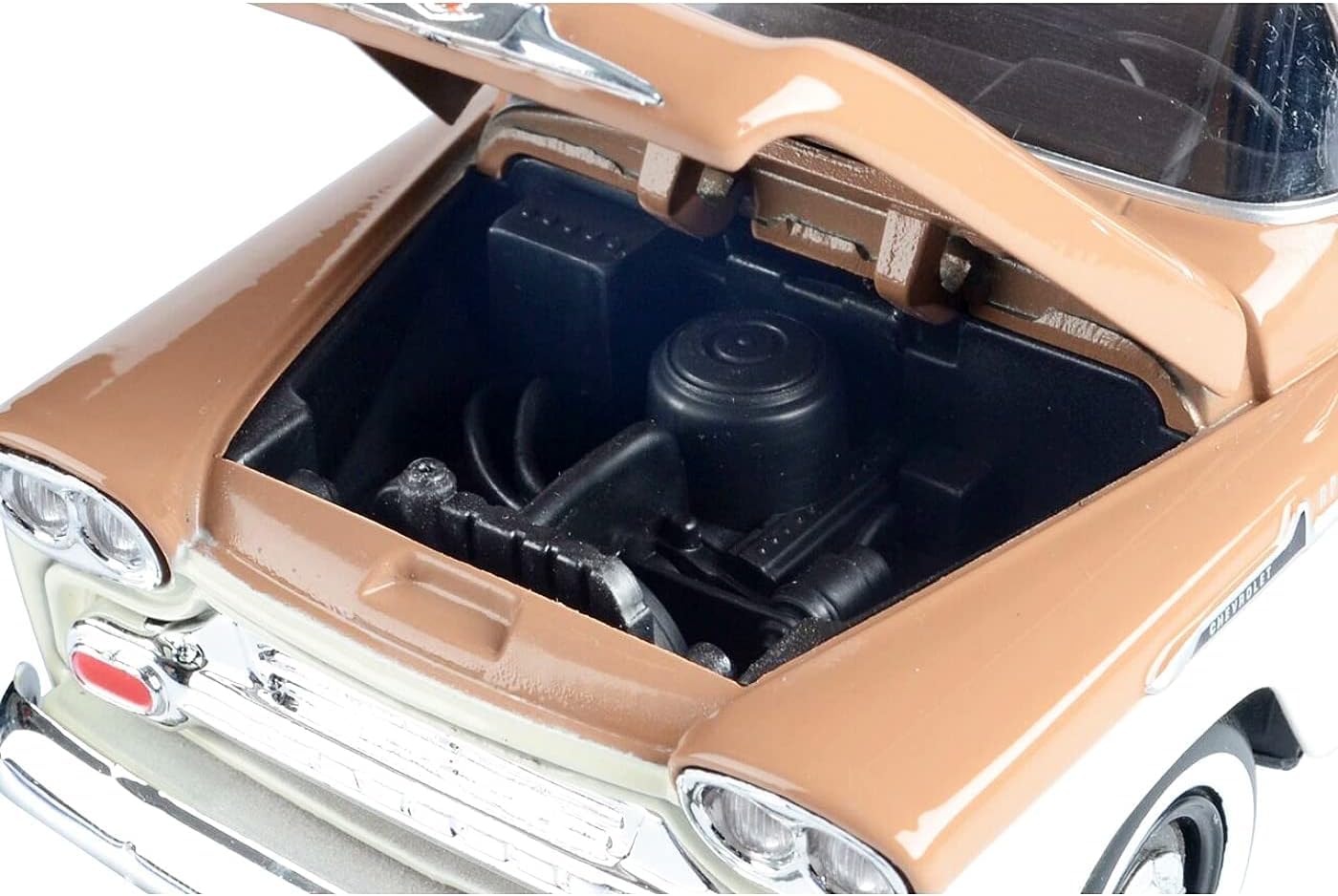 1958 Chevy Apache Fleetside Pickup Truck Brown and Beige 1/24