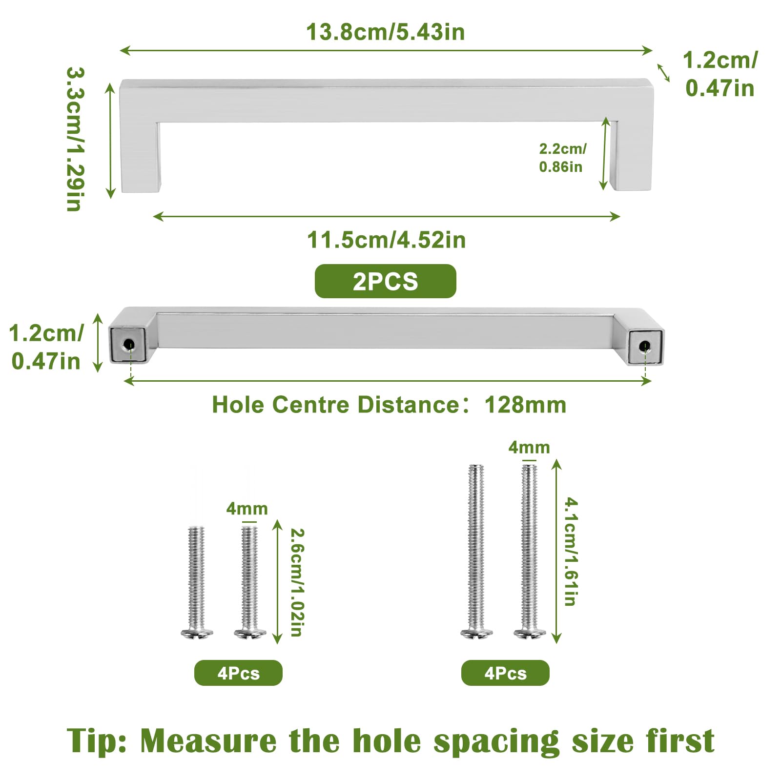 10 Maniglie Per Mobili In Acciaio Inox - Design A T, 128mm, Finitura Nichel Spazzolato, Per Cucina E Bagno