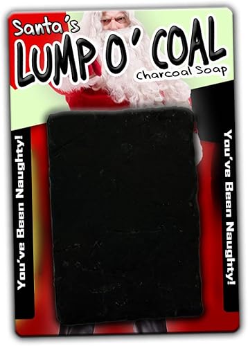 GearsOut - Jabón de carbón travieso de Papá Noel Lump O' Coal, novedoso jabón navideño para niños, divertidos rellenos de calcetines, bromas de