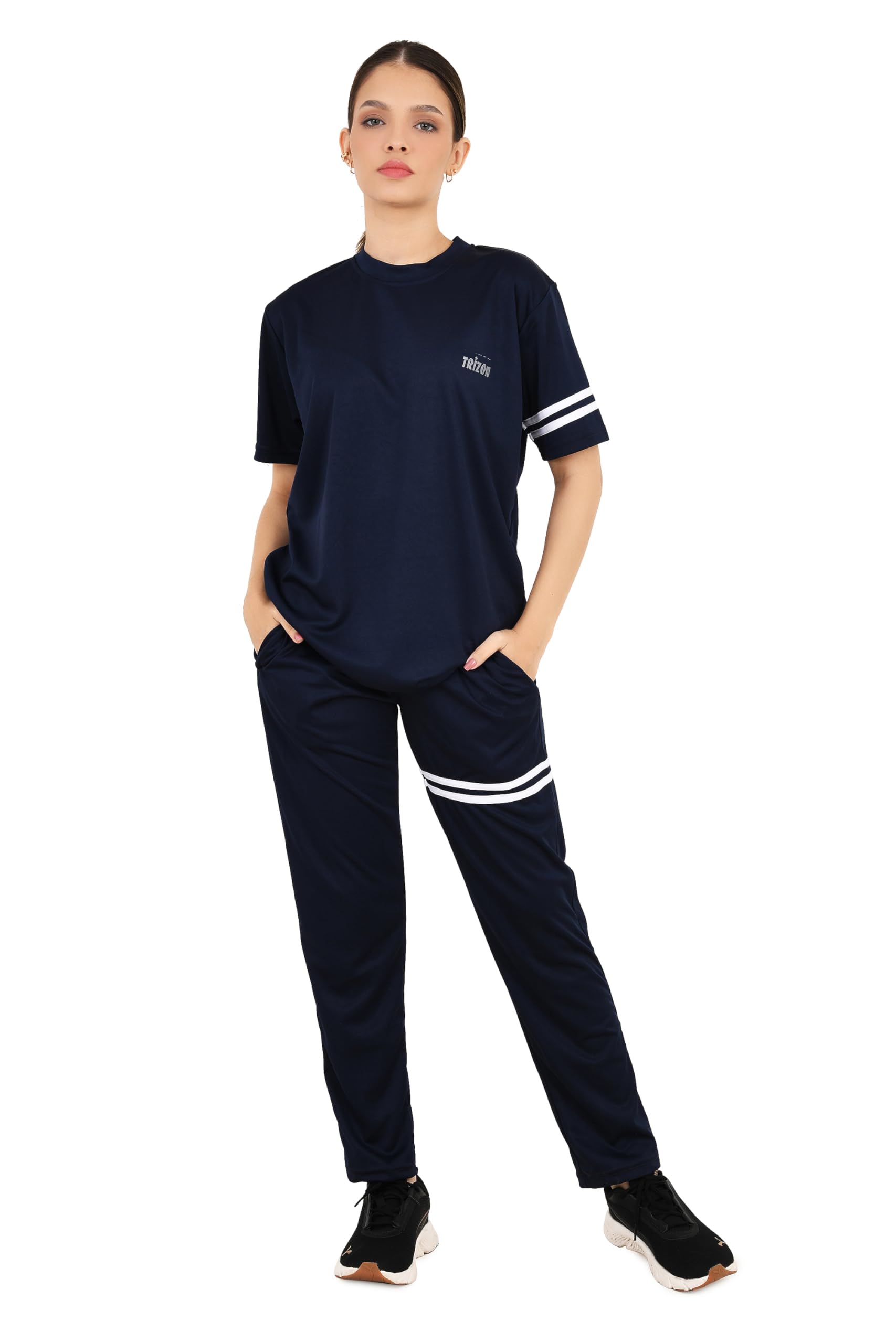 trizon Women's Lycra Casual Wear Solid/Plain Night Suit Set of Top & Shorts, Co Ord Set-picture-0