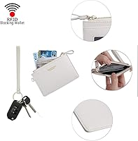 Vista 5 de Aiyo Nice Funda delgada para tarjetas RFID para mujer, cartera con cremallera, cartera de piel pequeña, monedero con llavero