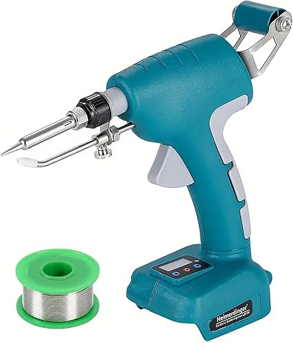 Heimerdinger Kit de soldador inalámbrico, pistola de soldadura de 80 W con alambre de soldadura de 1.76 oz 0.04 pulgadas, adecuado para batería