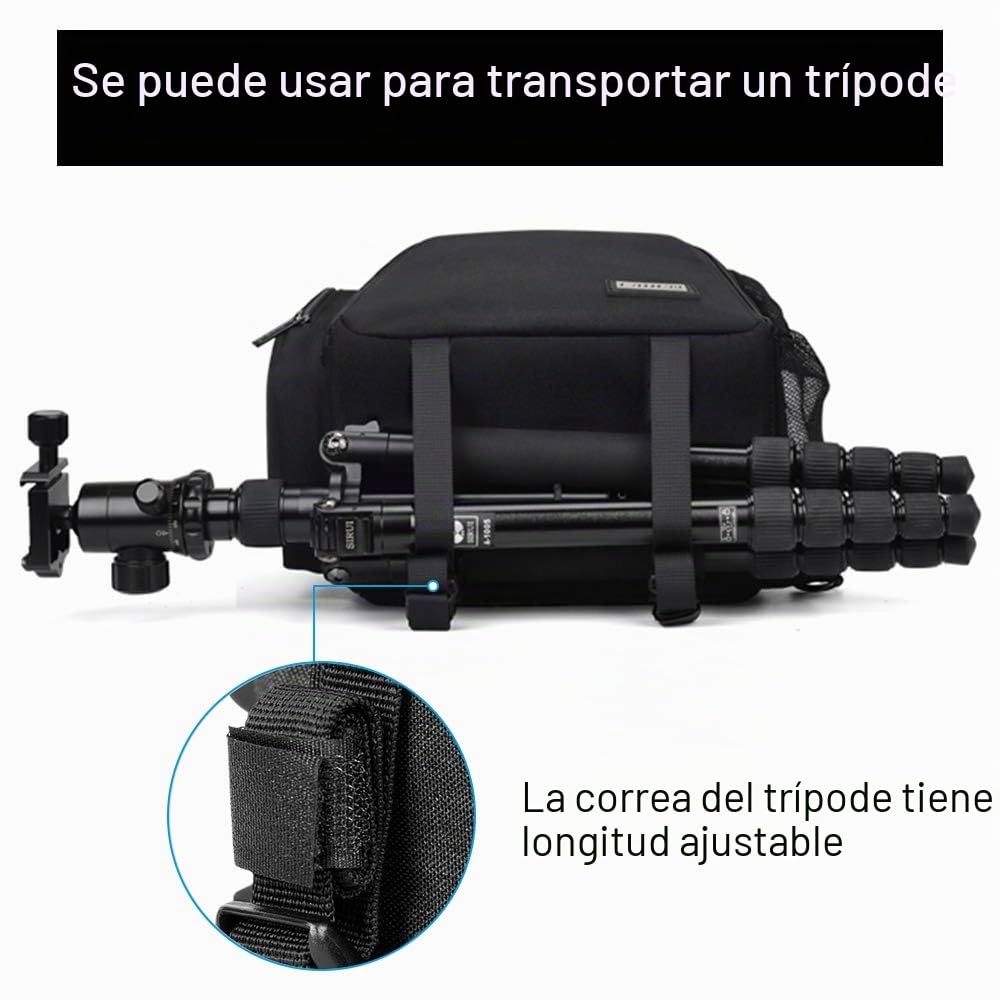 CADeN Cámara Mochila fotográfica Mochila Impermeable con Bandolera Funda para cámaras SLR 1 DSLR SLR 3 Lente Sony Canon Nikon trípode （Negro） | Fácil de limpiar, compatible con Sony Nikon Canon EOS R50. Mochila para cámara DSLR/SLR, color negro. DO17