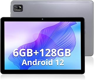 Android 12 Tablets 10 inch, 6GB RAM 128GB ROM Tablet, 2.0GHz Octa-core Android Tablet with 5G WiFi,10.1 IPS Glass Touch Screen, 6000 mAh, Bluetooth 5.0, 8MP+13MP Cameras, GPS(Gray)