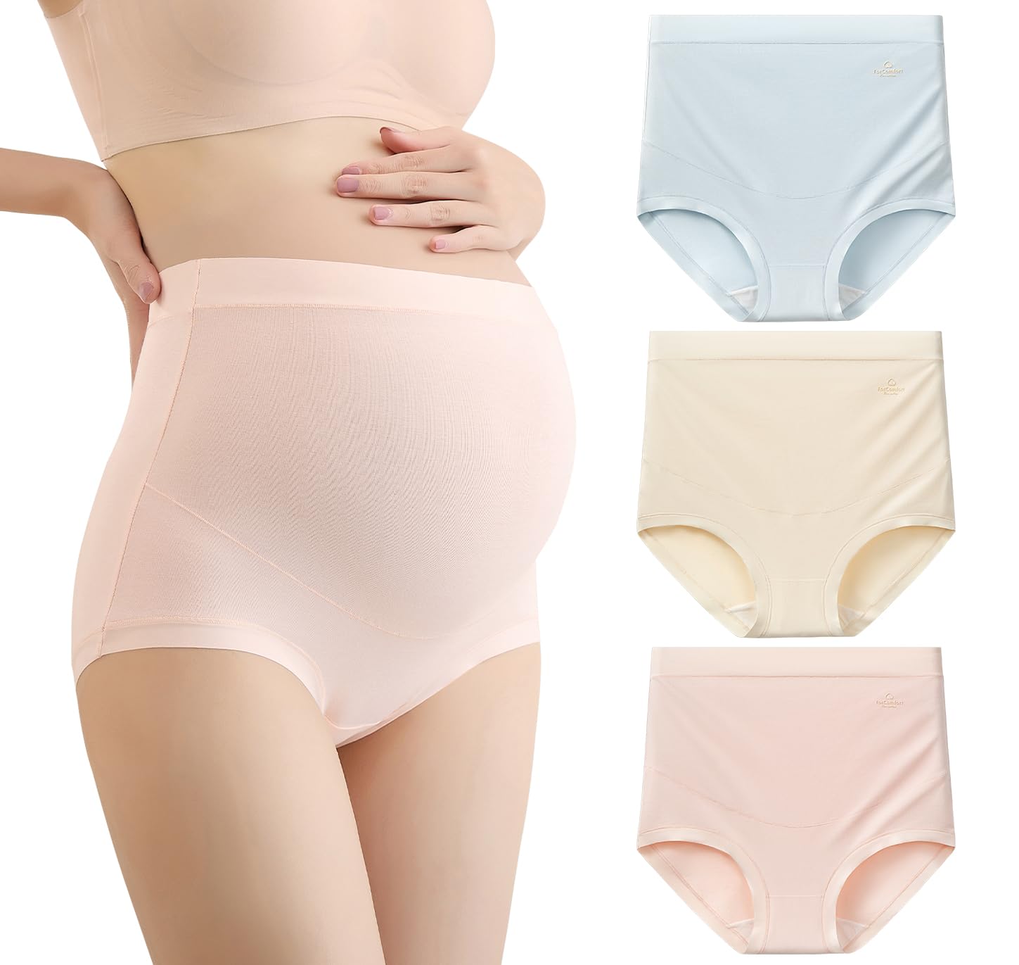FEOYA Biancheria intima premaman a vita alta da donna, senza cuciture, traspirante, per gravidanza, sopra il pancione, per post-partum, confezione da 3