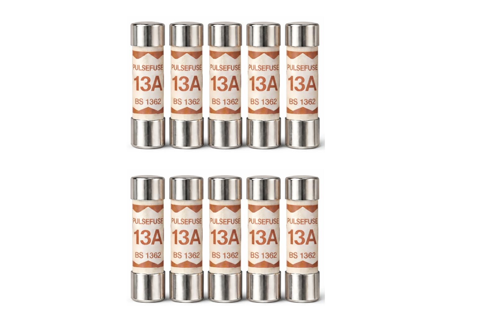 Pulsefuse® 10 x 13A Plug Top Fuses BS1362 | 13 Amp Household Ceramic Cartridge Tube Fuse 240V/250V 6.3x25mm for UK Mains Electrical Appliances — image 1