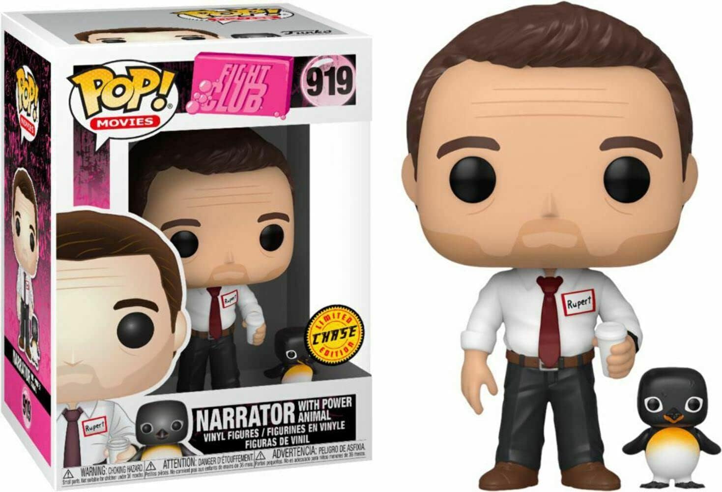 Narrator with Power Animal Chase Edition #919 Pop Movies: Fight Club Vinyl Figure (Includes Ecotek Pop Box Protector Case)