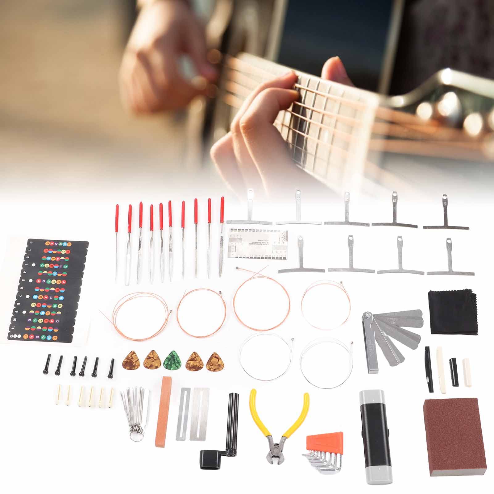 Profesjonalny zestaw narzędzi do naprawy gitary, 1 zestaw, metal i ABS, do gitary elektrycznej, basu, mandoliny, banjo, ukulele i innych instrumentów strunowych