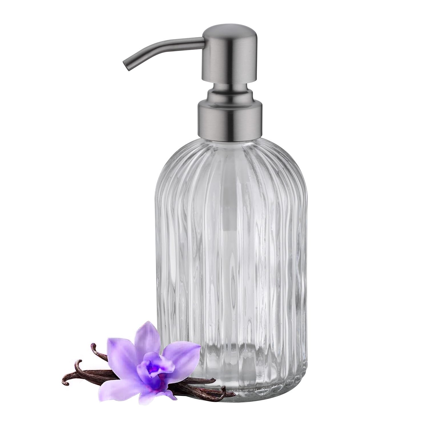 Leetcp Clear Borosilicate Glass Soap Dispenser