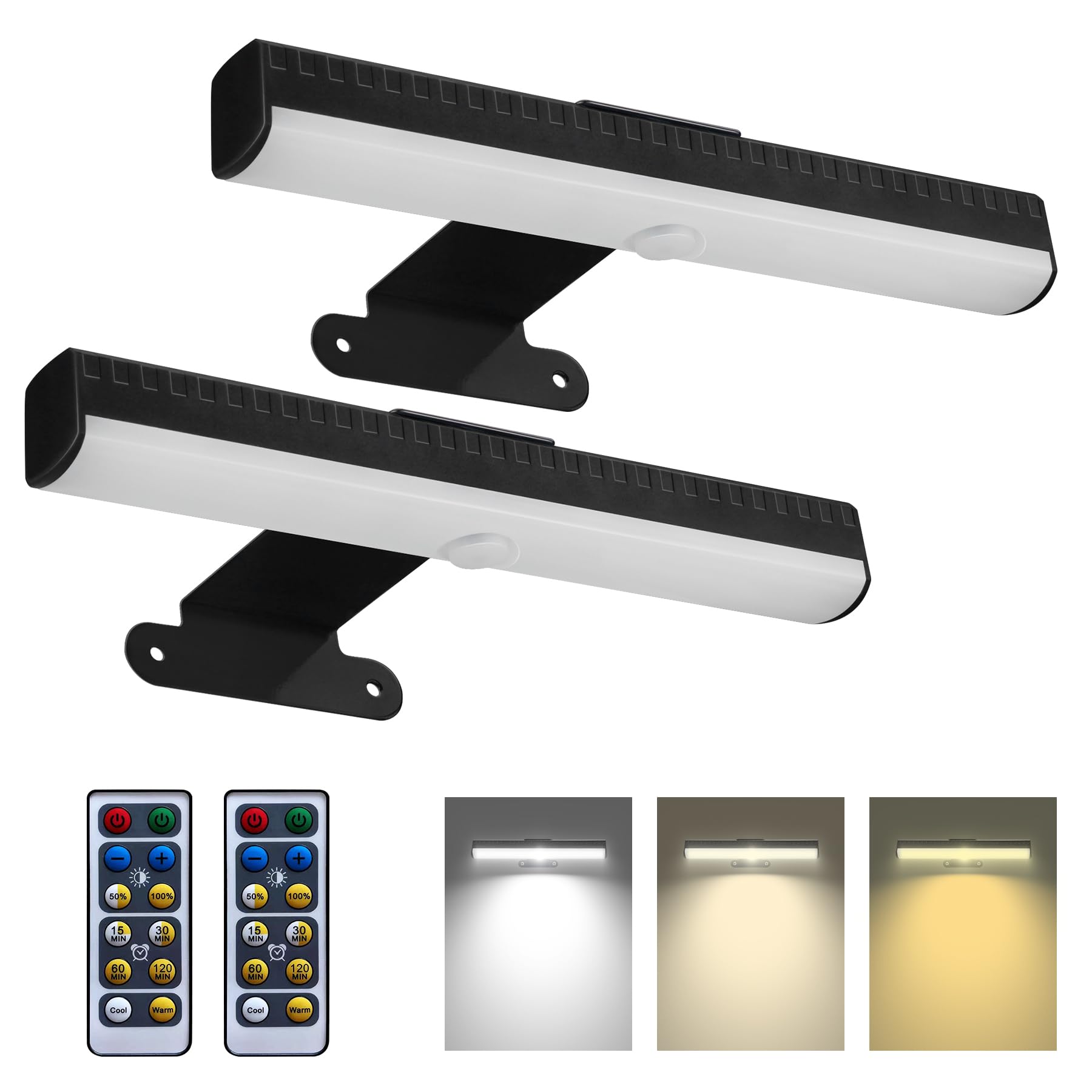 2 PACK Picture Light for Painting Battery with Remote on Wall in Bedroom Living Room, 3Lighting for Wall Art Pictures Posters,Dimmable Timer Set Display Accent Light for Frame Dart Gallery Portrait
