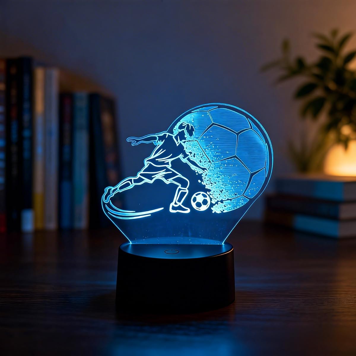 Sumokaii Football Player 3D Illusion LED Night Light, 7 Colour Changing Touch Control Lamp, Football Themed Bedroom Decor, Birthday Gifts for Boys Kids Football Fans Men.