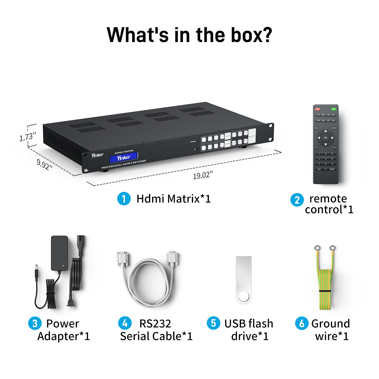 Matrix HDMI 8K 4x4 w/Web GUI, HDMI 2.1 Matrix Switcher Splitter 8K @ 60Hz 4K @120Hz, matrice video 1U montaggio su rack con Smart EDID, Audio Embed & De-Embed, Controllo APP