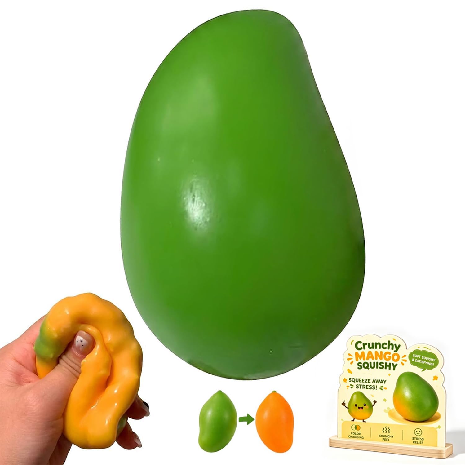 Crunchy Potato Squishy ASMR Bead Filled Realistic Food Stress Ball Squeeze Moldable Slushy Asmr Realistic Taba Handmade Non Rebound Sticky Silicone Dessert Adults Party Favor (Mango, 1PCS) — image 1