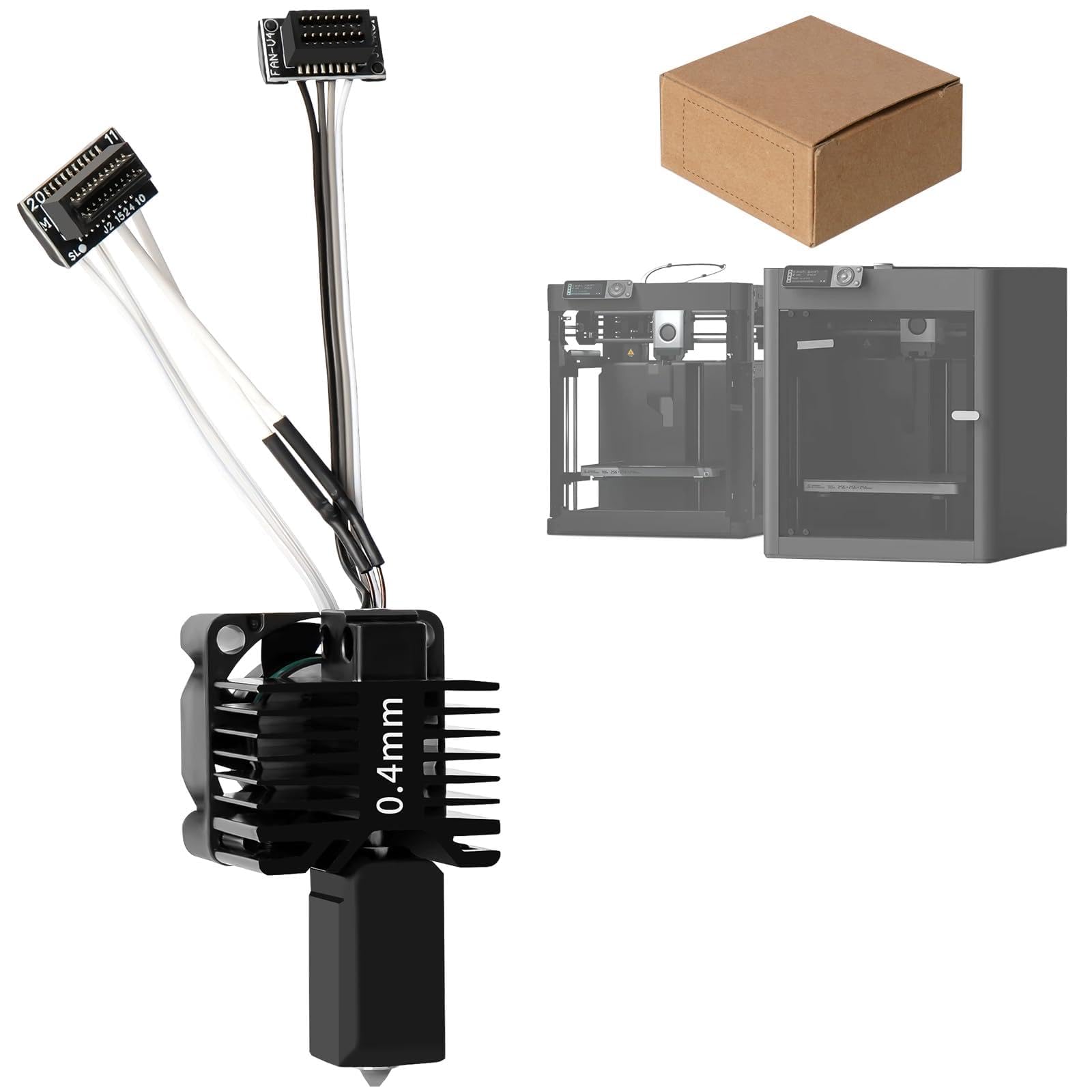 P1S/P1P Hotend-Komplettkit mit 60W-Keramikheizer & 0-320°C Thermistor – Vollmontiertes Hotend mit Lüfter, 0,4mm Düse aus gehärtetem Stahl, Heizblock – Kompatibel mit Bambu Lab P1 Serie 3D-Drucker