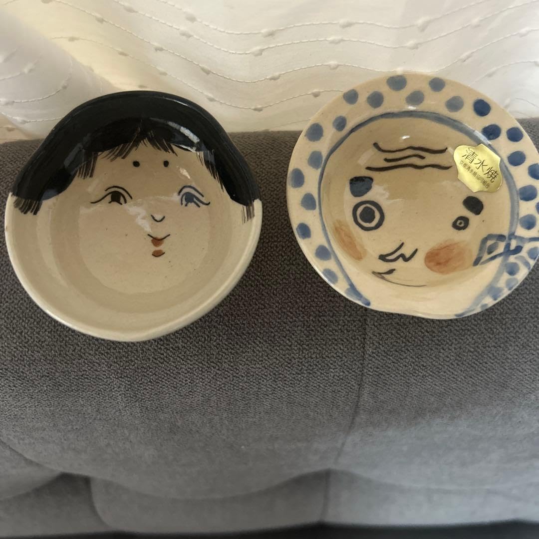 Kyoto Kiyomizu-yaki Okame Hyottoko Sake Cup Set