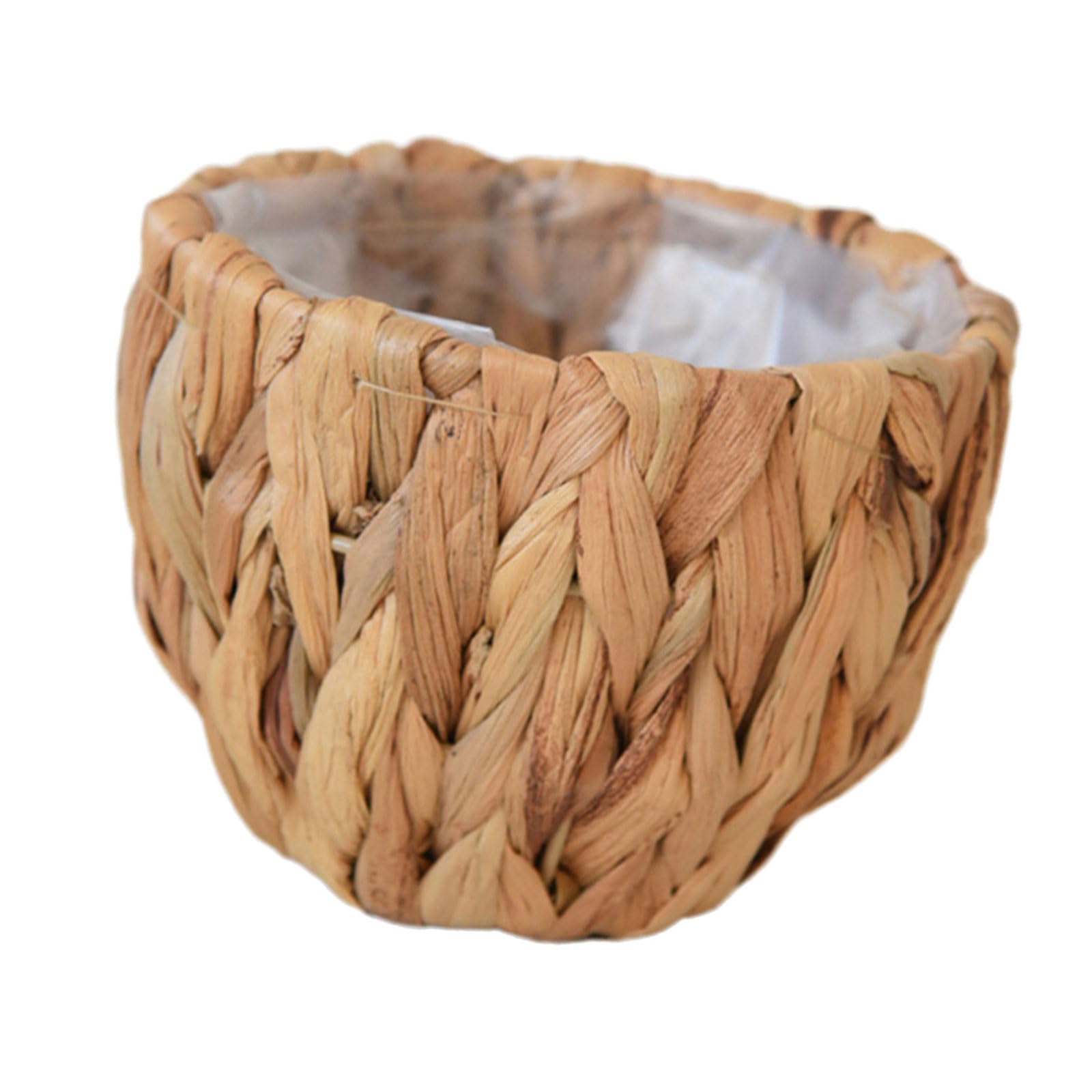 Hsioluted Gourd Grass Plant Stand Flower Pots Holder with Waterproof Liner Decorative Indoor Planter Storage Basket for Home Use Living Decoration