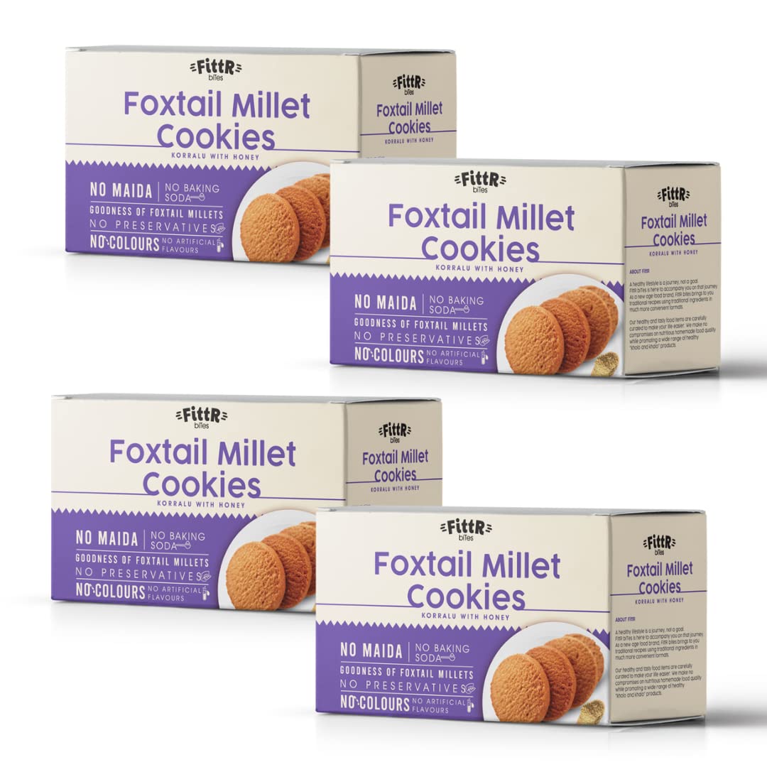 FittR Bites Foxtail Millet Cookies | 100% natural and healthy snack | No maida biscuits | Pack of 4, 100 Gms each Pack (B09BFTYRPK) Amazon Price History, Amazon Price Tracker