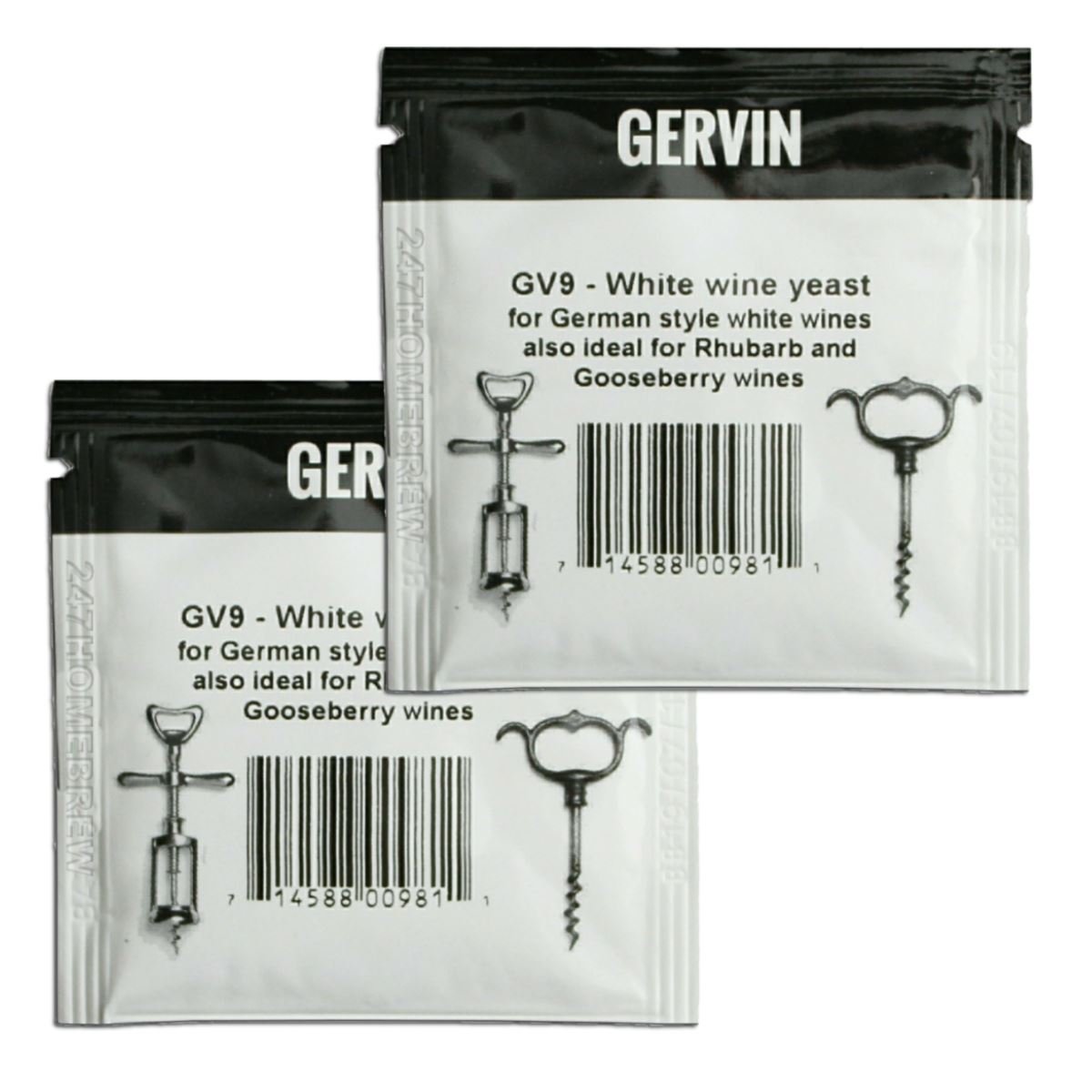2X Gervin GV9 Wine Yeast 5g Aromatic White Fruity Wines 5-23L