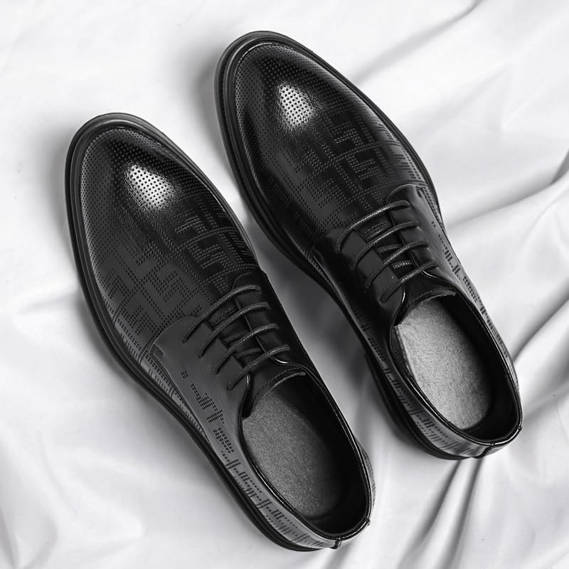 Vintage Men Formal Oxford Shoes Burnished Hollow Leather Lace-up Round Toe Non Slip Anti-Slip Casual2