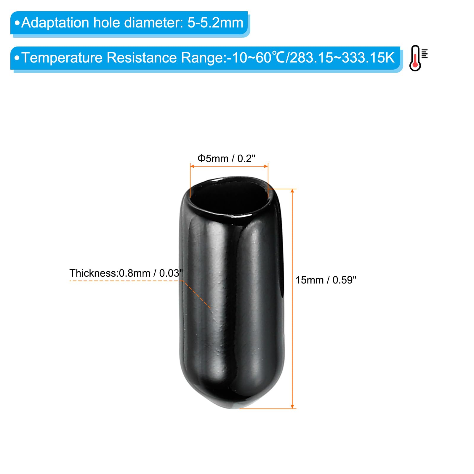 PATIKIL 5MM Vinyl Rubber End Caps - Image 2