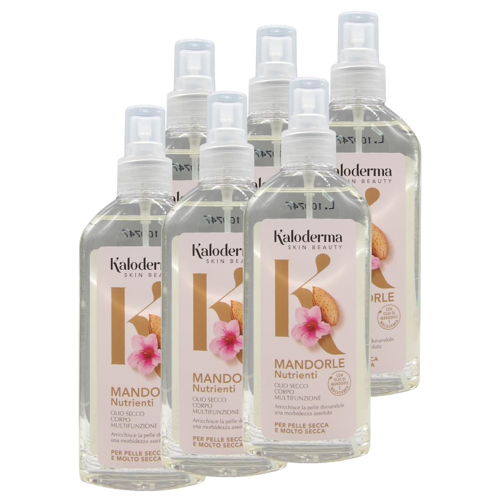 Olio Secco Corpo Spray Multifunzione, MANDORLE Nutrienti, Per Pelle Secca e Molto Secca. Arricchisce La Pelle Donandole Una Morbidezza Assoluta 200ml (6 Unità)