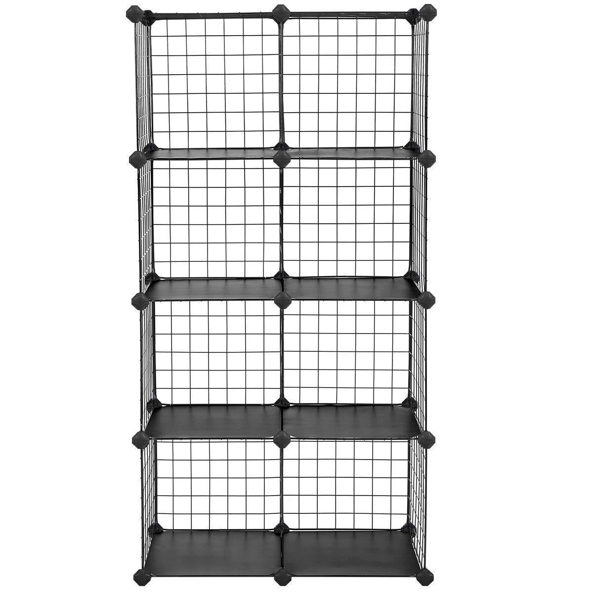 SONGMICS Estantería Modular de 9 Cubos, Armario de Almacenamiento de Alambre de Metal, para Zapatos, Libros, Juguetes, Baño, Salón, Extensible, 31 x 93 x 93 cm, Negro LPI115H