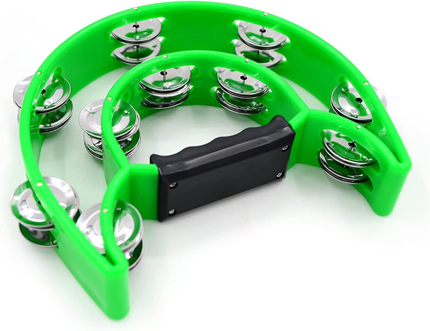 4 Pack Tambourine for Adults, Handheld Tambourine with Metal Jingles, Tamborines Musical Instrument, Half Moon Percussion Tambourines, Double Row Tambourine for Church, Party, KTV