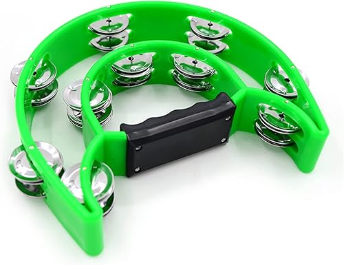 Miniatura 6 de Paquete de 4 panderetas para adultos, pandereta de mano con jingles de metal, instrumento musical de tamborinas, panderetas de percusión de media