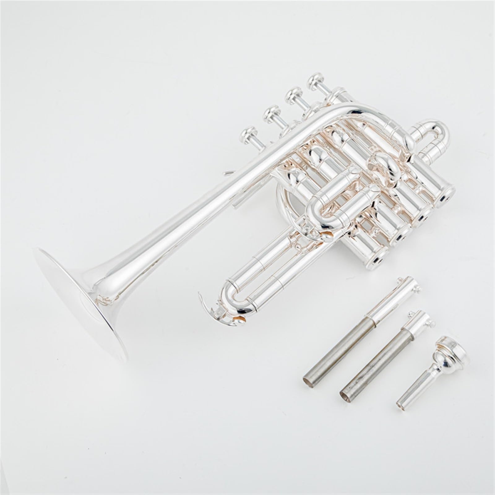 Studentische Blechblasinstrumente Professionelle Trompete B-Trompete Messing Gold Silber Lackoberfläche Trompete (Color : Silver)