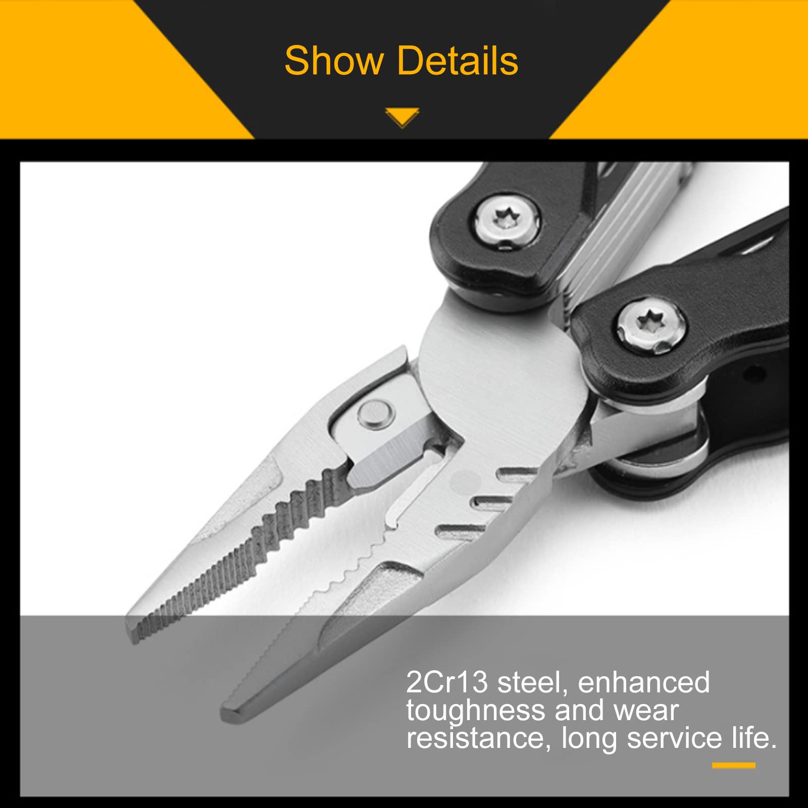 13-En-1 Multitool Couteau Pliant Acier Inoxydable Pince Multifonctions Conçue Outil De Poche Avec Poignée Ergono Pour Extérieur, Survie, Camping, Randonnée, Réparation Simple