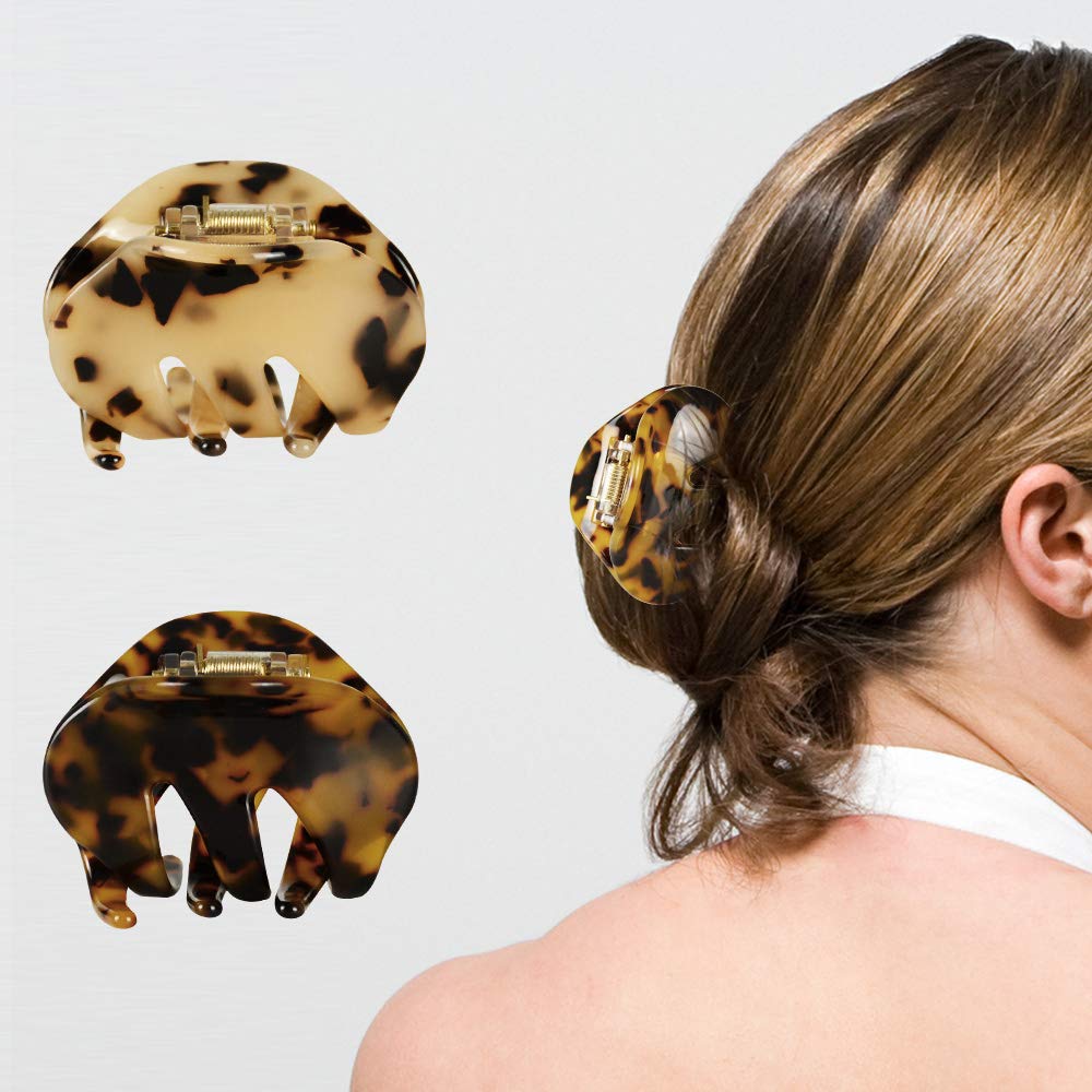 Hair Claw Clips Celluloid Acetate Tortoise and Black Set Durable Stylish Amazon.com : 4 Pack 2.1 Inch Hair Claw Clips Tortoise Shell  main image 4