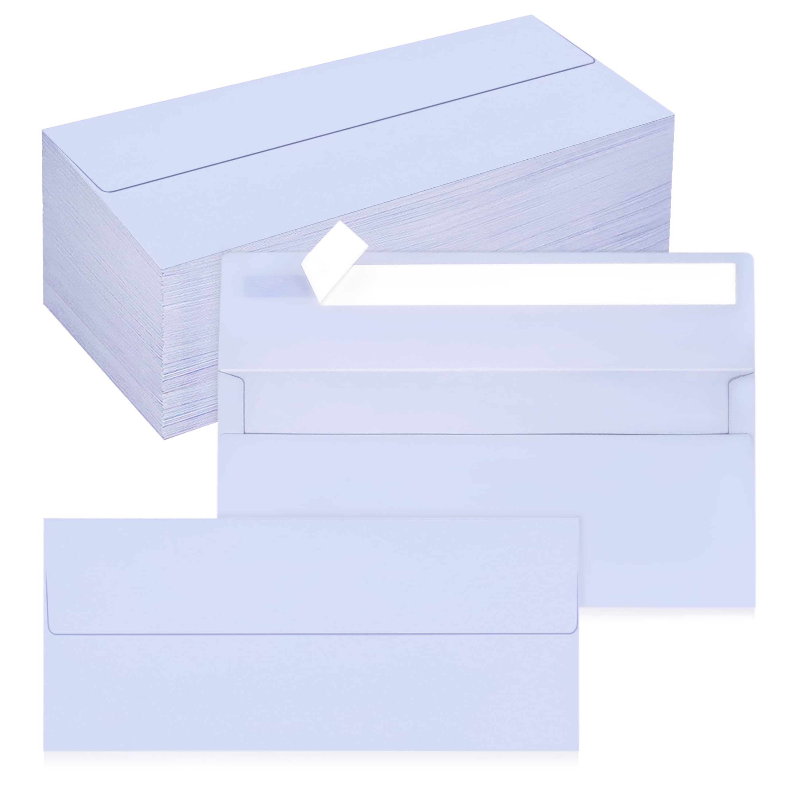 200 Pack #10 Business Envelopes, Self Seal Standard Lavender Envelopes for Secure Business & Legal Mailing, Office, Checks, Letter, Invoices, 4 1/8 x