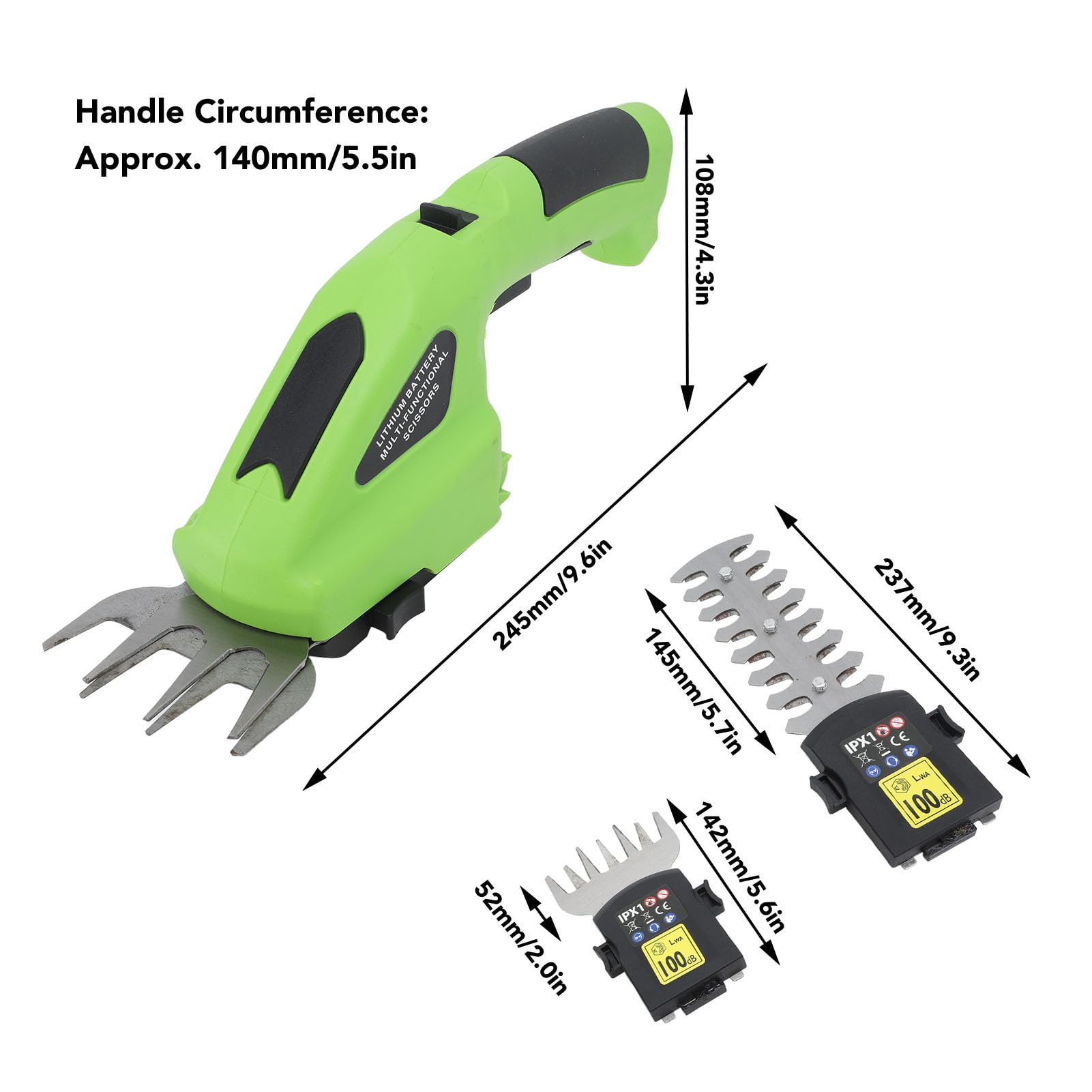 Cisaille à Gazon électrique Taille-haie, Batterie Lithium-ION Rechargeable 2000MAH 3.6V, Herbe à Main sans Fil et Machine de