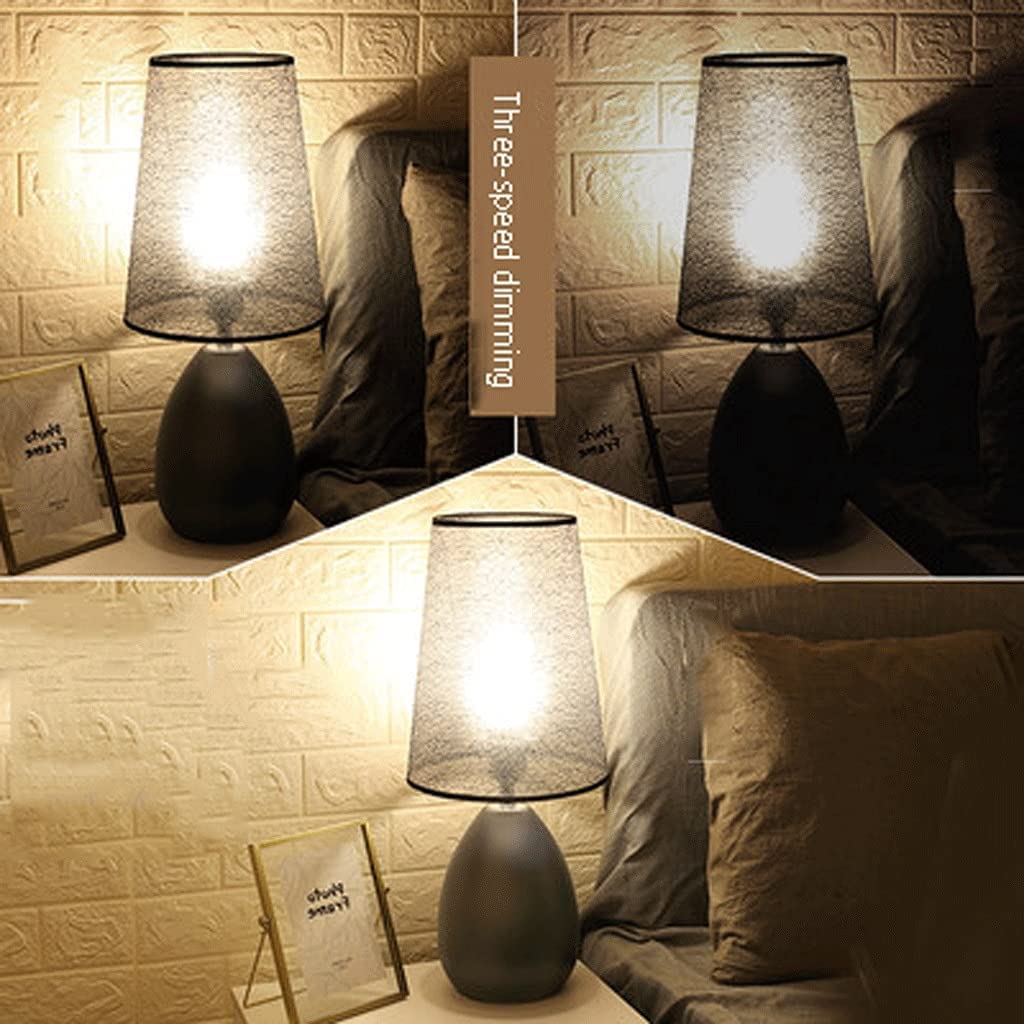 Dekoracyjny Lampa stołowa Touch tafellamp, 3-weg dimbare nachtkastje lamp met stoffen kap, creatieve minimalistische bureaulamp voor woonkamer slaapkamer