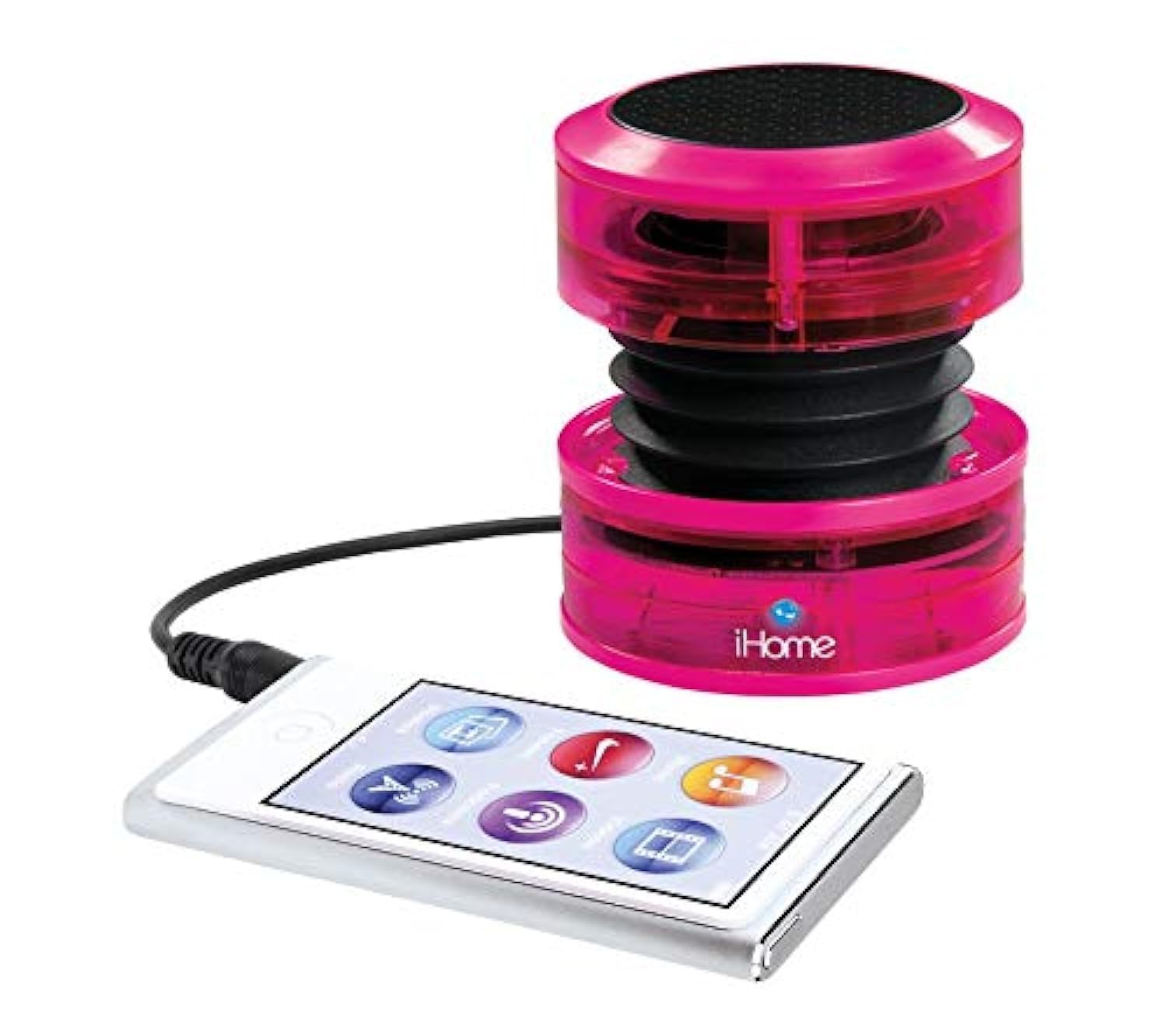 iPhone 11 speaker iM60 NEON Series, universal & portable mini speaker with battery for laptops, iPods, iPads & smartphones - neon pink