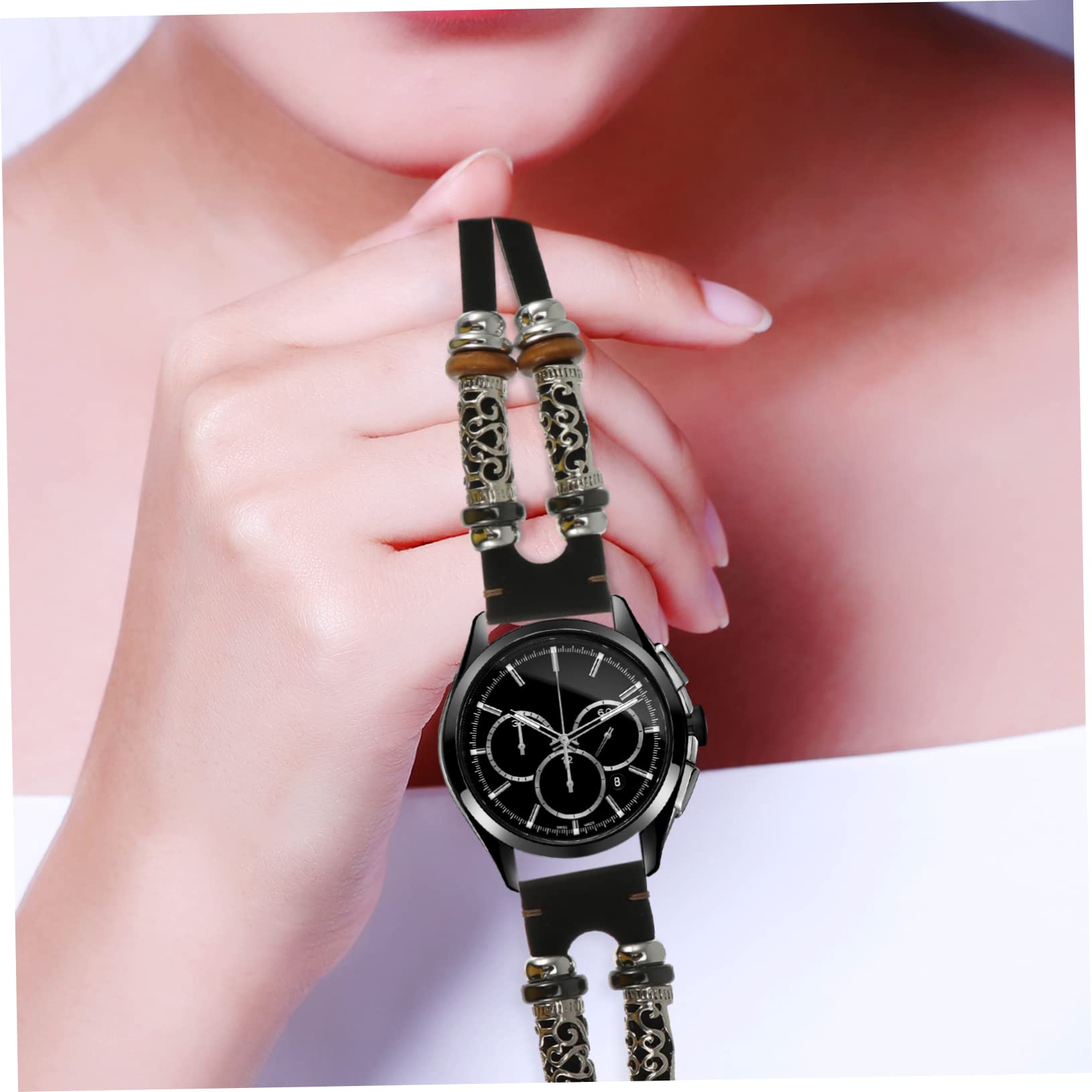 HOMSFOU Correa relojes para hombres banda duradera 3 bandas de repuesto smartwatch smart watch relojes inteligentes para hombres cinturón de muñeca muñequeras de cuero metal