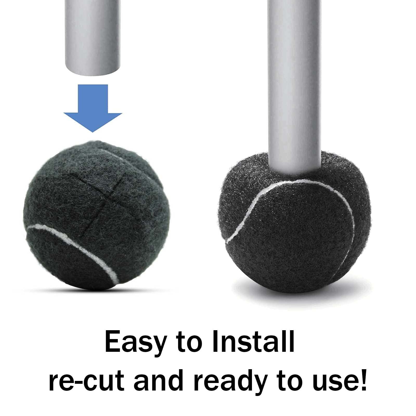 4 bolas de tenis precortadas para patas de muebles, almohadillas de fieltro resistentes y duraderas para protección del suelo (Negro)