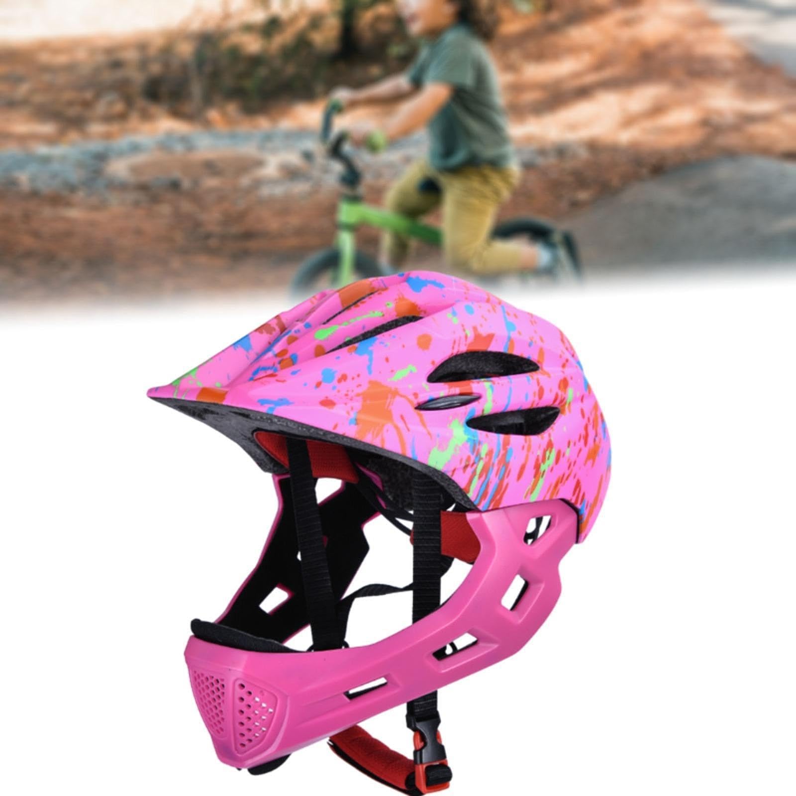 Casque de vélo, Casque Intégral Multi-Sports pour Enfant, avec Éclairage LED, pour Vélo, Trottinette, Skate et Roller, Taille Réglable 46-53 cm, Design Graffiti et Confort Respirant