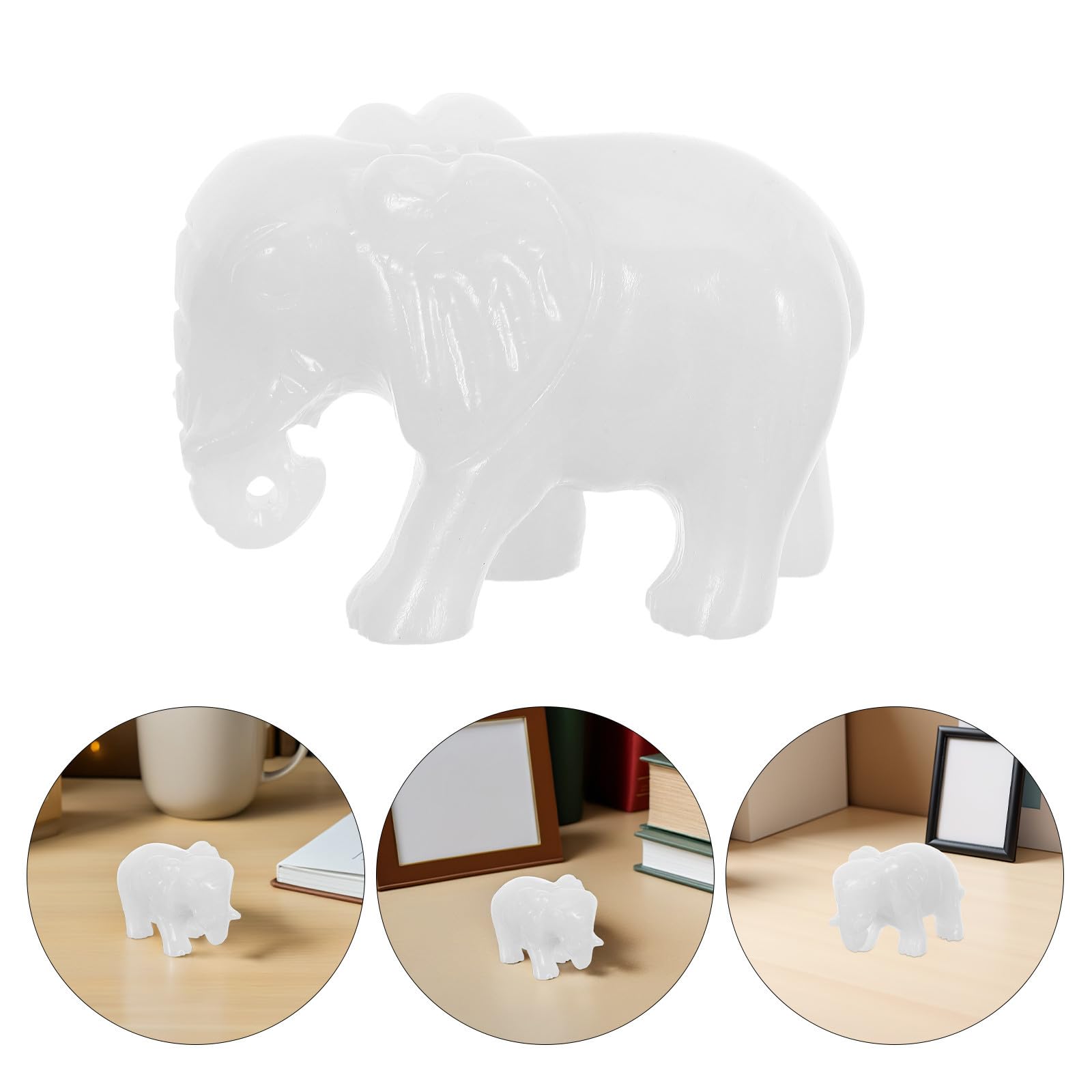 PACKOVE Escultura de Elefante de Jade Tallada y Amuleto de Buena Suerte Figura Decorativa Adorable Estatua de Animal Coleccionable para Hogar