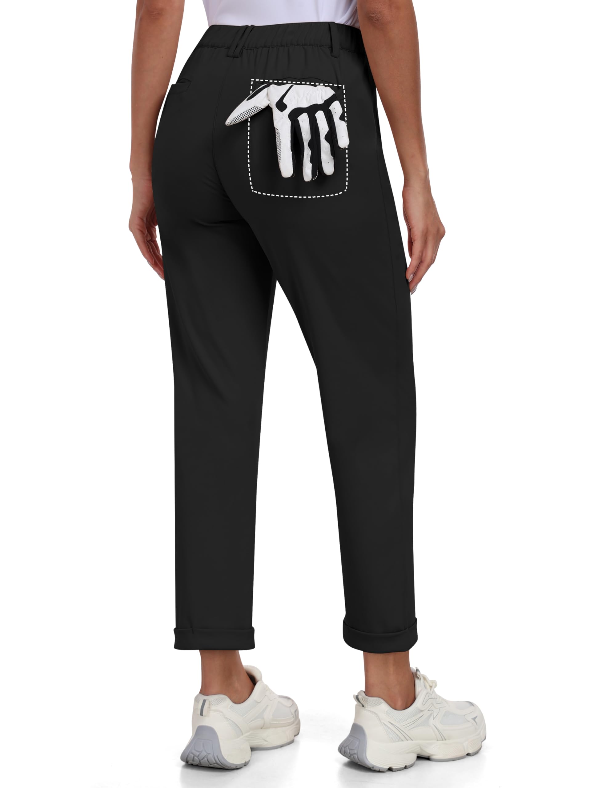 MoFiz Pantalones de Golf para Mujer Elegante Oficina Trabajo Pants con Bolsillos for Casual Viaje