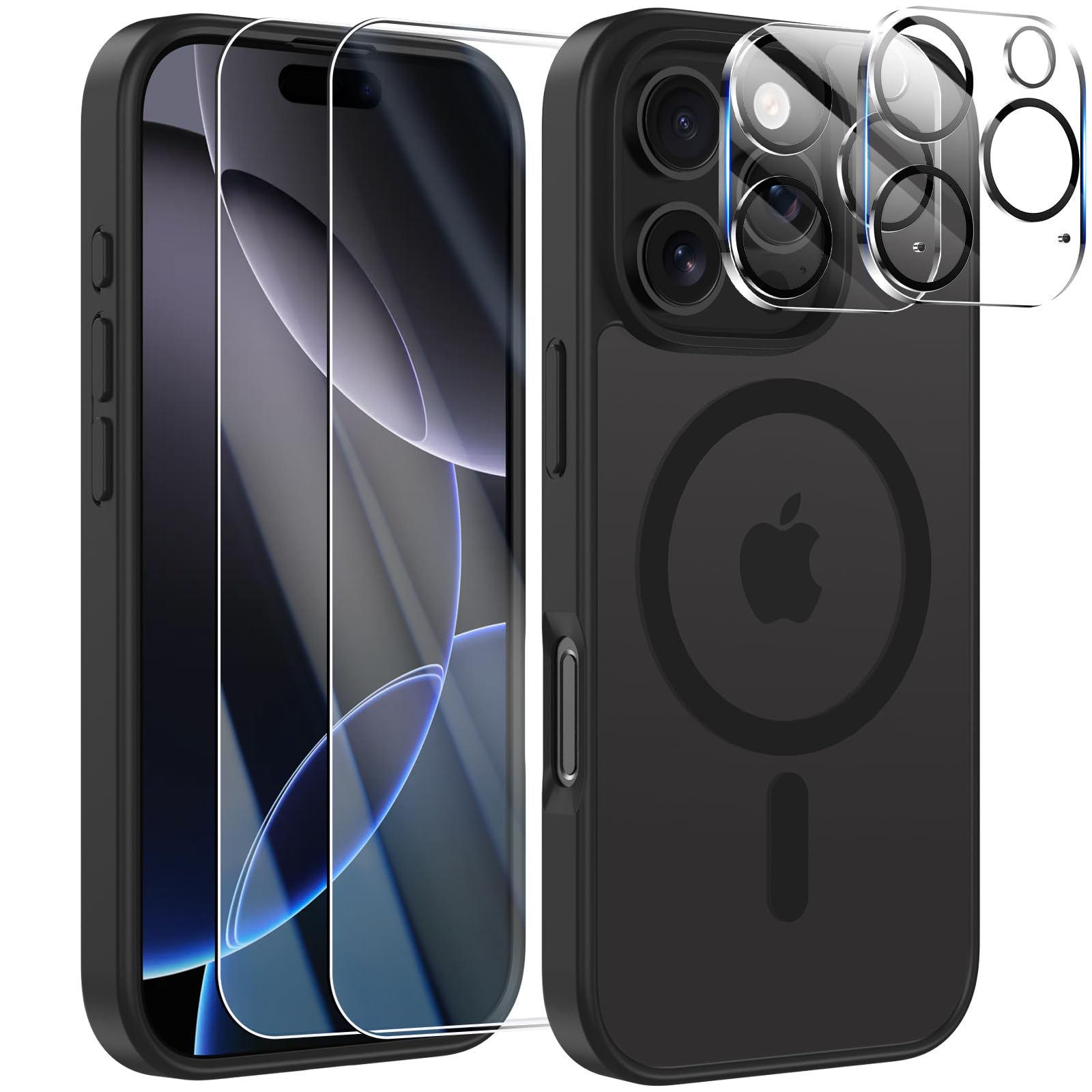 YisrLery Magnétique Coque pour iPhone 16 Pro avec 2 Verres Trempés et 2 Caméra P