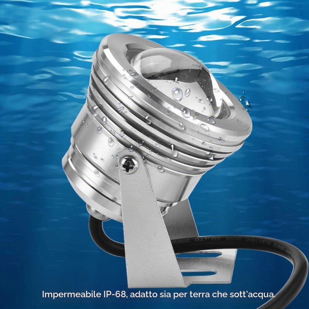 Tissting Faretti Subacquei LED RGB, Faretto Impermeabile 12V con Telecomando per Acquario, Laghetto, Piscina, Fontana in Alluminio Aerospaziale, Luce Regolabile 120° per Giardino, Cortile