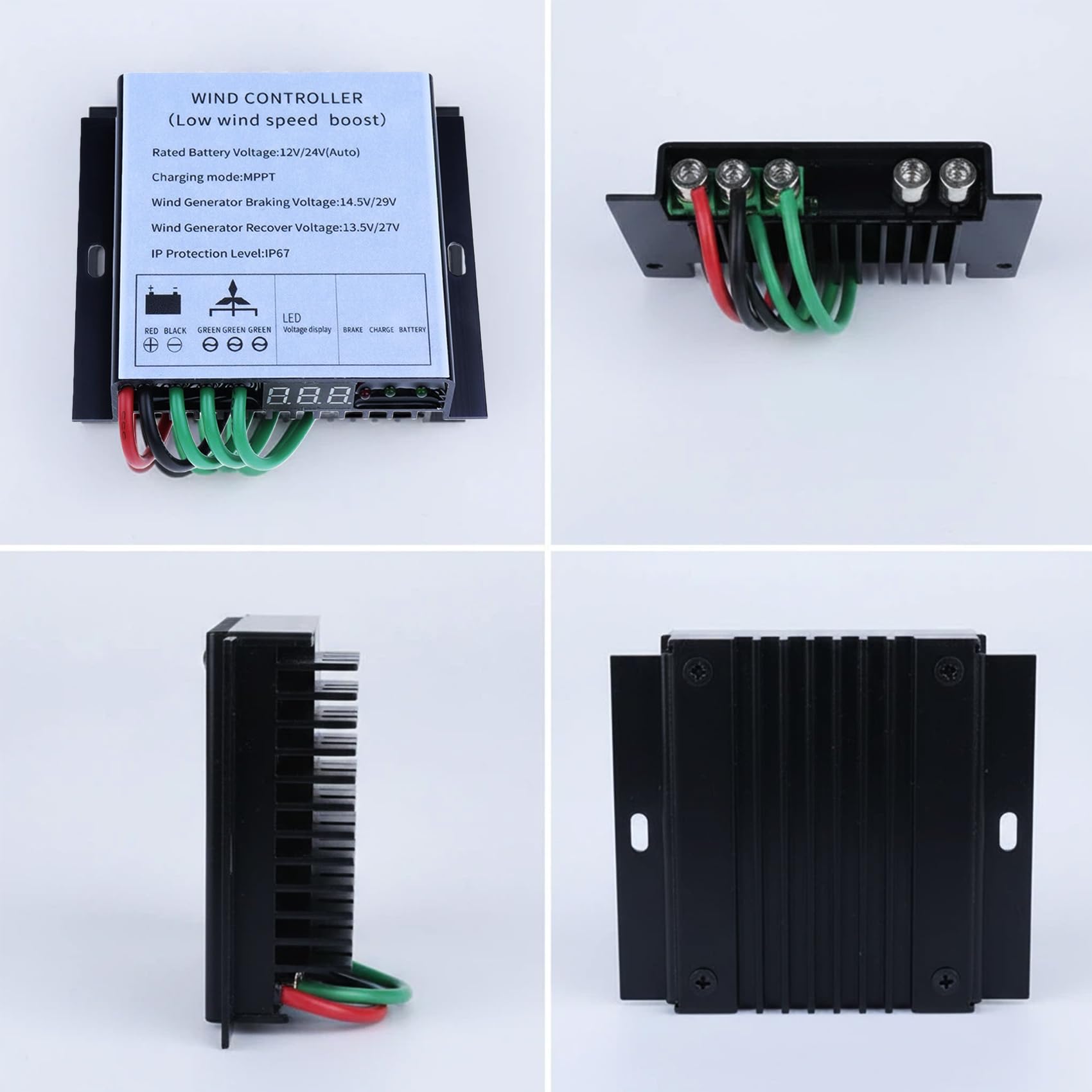12V 24V 48V 220V Tragbare Windturbine MPPT-Regler | IP67 wasserdichter Windgenerator-Laderegler mit digitaler LED-Anzeige für kleine netzunabhängige Windkraftprojekte